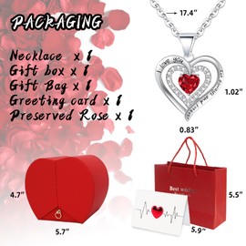 Dfilio Preserved Red Real Rose Birthstone Necklace with I Love You, Birthday Gifts for Women Her Mom Wife Girlfriend Grandma on Valentines Christmas Mothers Day Anniversary Romantic-Jan