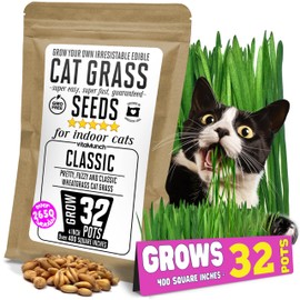 CAT Grass Seeds | 7.5 Oz. | Grow *32* Pots of Edible Cat Grass for Indoor Cats and Kittens - Easy! Fast! Over 2,600 Soft Delicious Wheatgrass Seeds | Cat Rescuer Bulk Pack