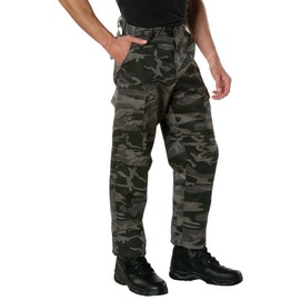 Rothco Color Camo Tactical BDU Pants - Rugged Outdoor Hiking Cargos Uniform Pant (US, Alpha, X-Large, Regular, Regular, Black Camo)