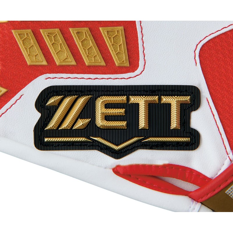 Zett BG798 Batting Gloves, Neo-Status, Ambidextrous, Red x Gold (6482),