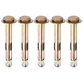 M METERXITY 5-Pack Hex Expansion Bolt, M8x70mm Colored Galvanized Iron-Carbon Steel External Hex Expansion Bolts, Anti-Corrosion Metal Bolt for Concrete/Dry Brick/Block Walls