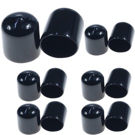 Acocony 7/8 Inch Rubber Cap Round Rubber End Caps PVC Flexible Protector Plastic Plugs for Round Holes Black Pack of 12