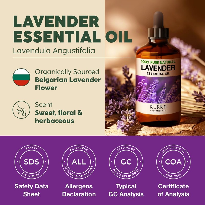 KUKKA essential oils Bergamot Essential Oil for Diffuser & Lavender