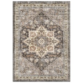 Area Rug 2x3 Soft Carpet for Bedrooms-Machine Washable Rug Vintage Rug Brown