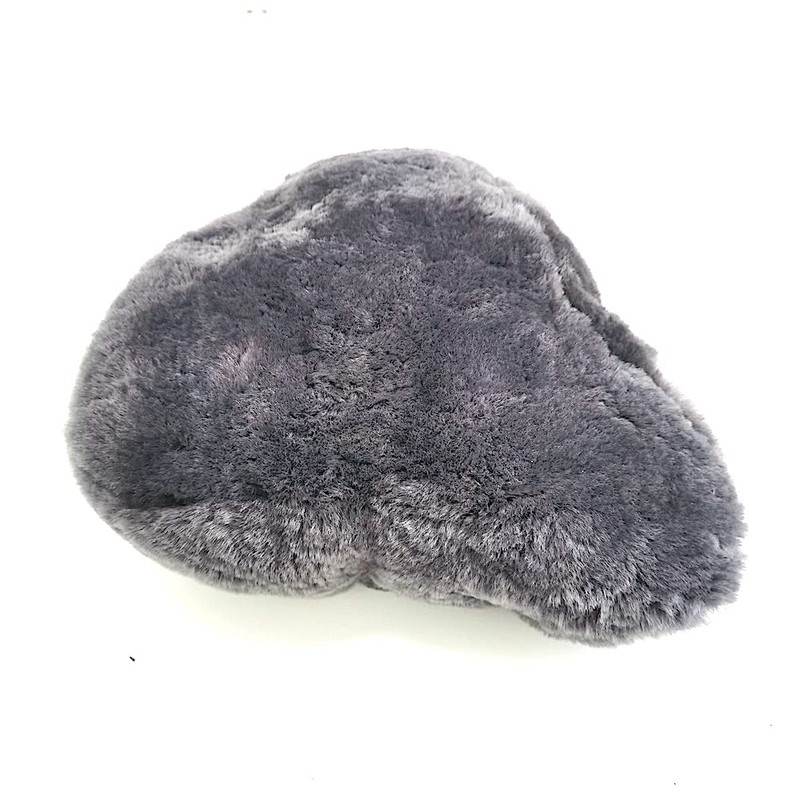 DUMI Sheepskin Bicycle Saddle Cover - Soft Grey Lambskin Bicycle