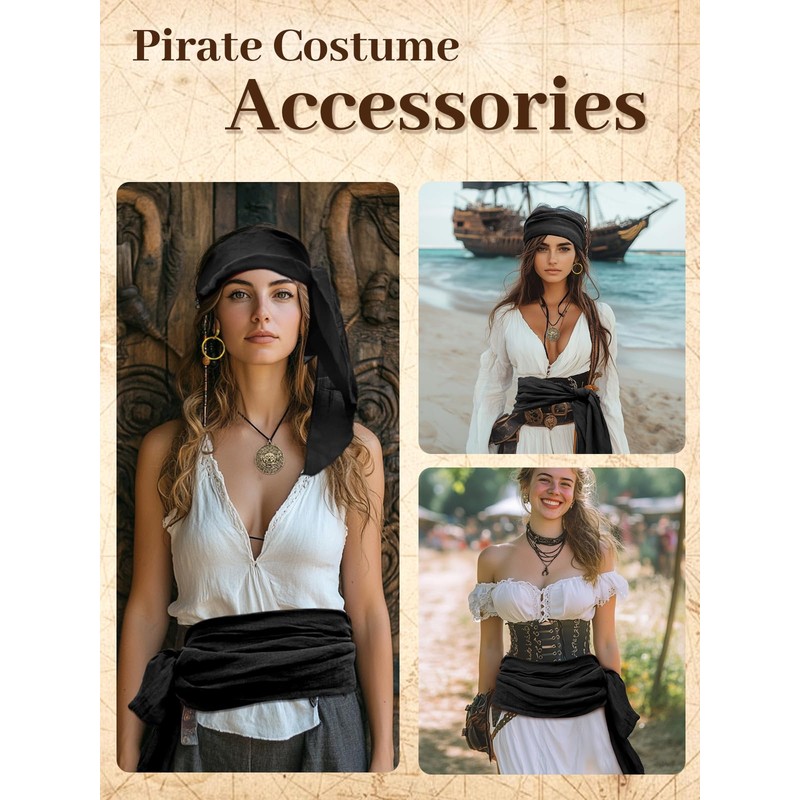 Verceco Men Pirate Costume Accessories Set for Women Bandana Headband