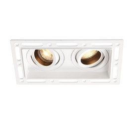 Saxby 94754 Matt White Twin/Double Trimless 360 Deg Tilt Dimmable 2 x 50W LED GU10 Downlight