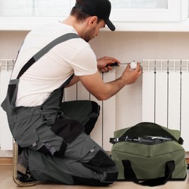 Tool Bag, Wide Mouth Tool Bag, Durable Canvas Tool Bag, Small Tool Organiser, Tote Bag for Storage, Wrench Pliers (Army Green, S/30 cm)