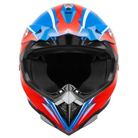YEMA Adults Dirt Bike Helmets, Ventilated Motocross ATV Dirtbike Offroad BMX MX Helmets, DOT Approved Motorcycle Helmets, YM-915 (Blue-Red, Small)