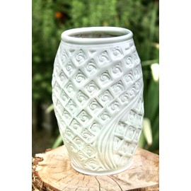 Porcelain Vase, Hand Crafted Porcelain Green Celadon Vase SV #40, Carved Porcelain Vase, Wheel Thrown Ceramic Vase