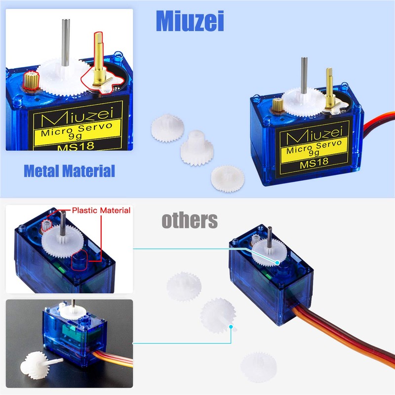 Miuzei 9G Micro: Servo Motor for RC Robot Arm/Hand/Walking Helicopter