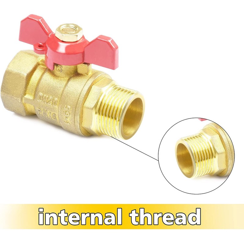 drado Ball Valve Brass 3/4 Inch with Wing Handle, Ball