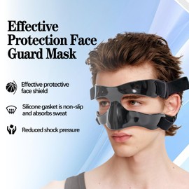 BAONILE Sports Face Guard, Nose Guard for Broken Nose, Basketball Football Softball Training Face Shield Masks with Foam Padding for Men and Women Black Open
