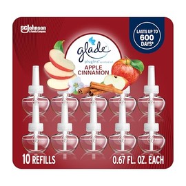 Glade PlugIns - Recambios de ambientador, aceites perfumados y esenciales para el hogar y el baño, canela de manzana, 6.7 onzas líquidas, 10 unidades