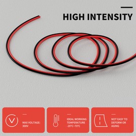 PAUTIX 65.6ft/20M Extension Cable Wire Cord,22AWG 2-pin Wire Cord for Single Color LED Strip Lights,COB/2835 Tape Lights,5V 12V 24V Low Voltage Extension, Black and Red