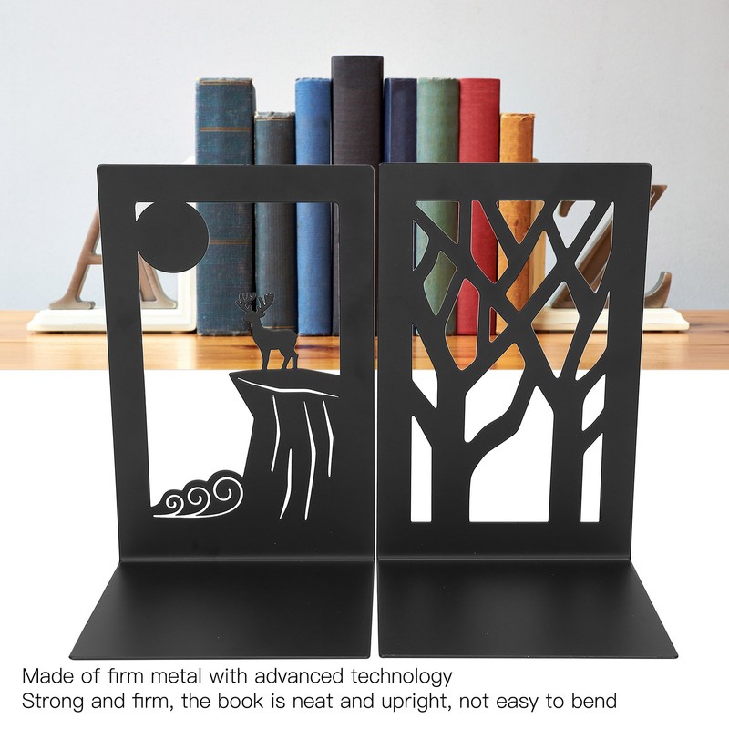2pcs Metal Bookend Desktop Bookshelf Storage Book Documents Divider Craft