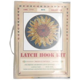 Howie's Needlepoint - Kit de gancho de pestillo, kit de hilo de ganchillo para adultos y niños, diseño preimpreso de color para decoración de bordado (girasol, 19.7 pulgadas de diámetro)