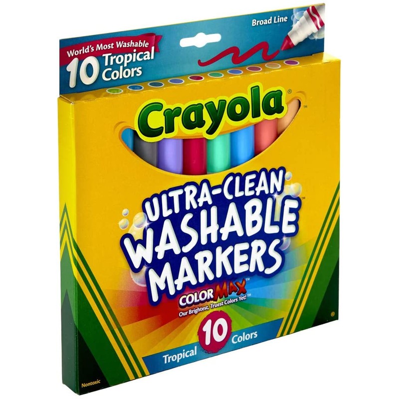 Crayola Ultra Clean Washable Markers, Tropical, Gift for Kids, 10Count