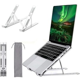 Aluminum Laptop Stand with 7 Adjustable Heights – Lightweight & Durable Laptop Riser Holder for 9" to 15.6" Laptops, Ergonomic Desk Stand for Home, Office, or On-The-Go Use