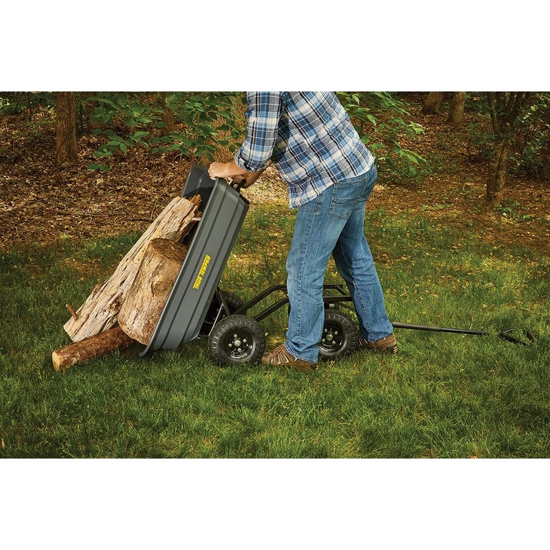 True Temper Poly Garden Cart Wagon, Easy Dump Design, 4