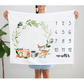 Baby Monthly Milestone Blanket, Baby Photo Blanket, Newborn Baby Shower Flannel Fleece Boy&Girl Milestone Blanket, Capture Baby Growth and milestones (Style B)