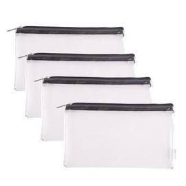 Augbunny Zipper Clear Vinyl Security Bank Deposit Utility Tool Bag Check Wallet Money Organizer pouch 4-pack