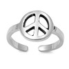 Peace Sign .925 Sterling Silver Toe Ring