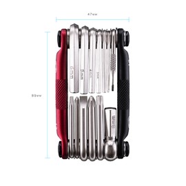 Crank Brothers Multi-13 Portable Bicycle Tool, Matte Black/Red, One Size, Multi-13 Functions