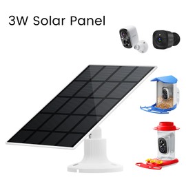 3W Solar Panel Charger for Bird Feeder Camera, USB Camera Solar Panel for Rechargeable Battery Security Camera with 360° Adjustable Mount，Waterproof, Type-C Plug, 9.8ft Long Cable