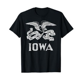 STATE OF IOWA FLAG BANNER DISTRESSED WHITE STYLE T-Shirt