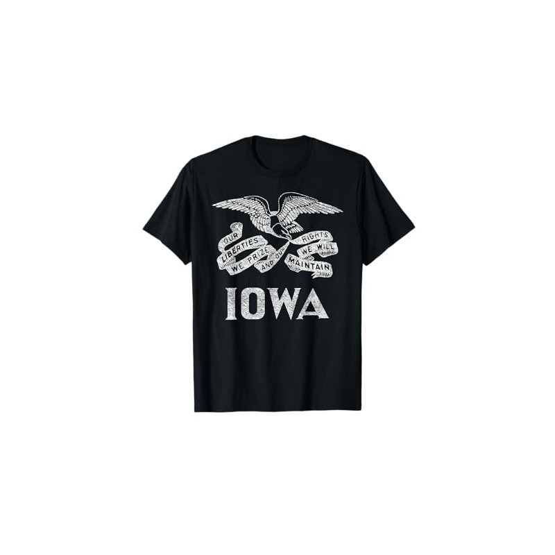 STATE OF IOWA FLAG BANNER DISTRESSED WHITE STYLE T-Shirt