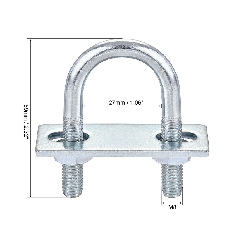 sourcing map 1 Set M8 Round U-Bolt Shackle Bolts Steel