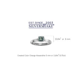 Silvershake Cushion Cut Simulated Color Change Alexandrite 925 Sterling Silver Stack Stackable Solitaire Ring Size 8