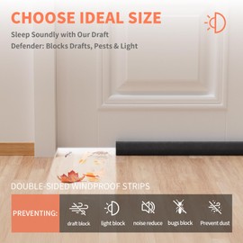 BKSAI Door Draft Stopper for Bottom of Door, Under Door Gap Filler/Seal for Big Gap, No Folding Required, Flexible Installation Door Sweep soundproofing Strip for Home & Apartment, 32-36in, Black