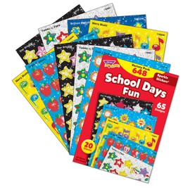 Trend Enterprises Trend School Days Sparkle Sticker Variety Pack - Set of 648 - Assorted Colors - T63909