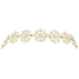 Aheli Gold Plated White Kundan Studded Ethnic Sheeshpatti Matha Patti Sheeshphool Dulhan Bridal Stylish Fashion Jewelry Gift for Women