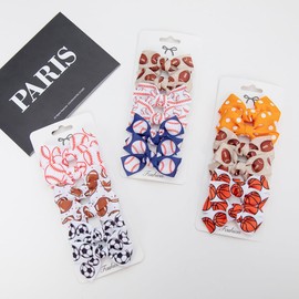 6Pcs Football Hair Bow Clip Baby Girls Sport Soccer Bow Hair Clip Infant Toddler Bowknot Hair Bow, Soccer Gifts for Girls Soccer Team ZFJ47 (Softball Set)