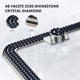 SHARE&CARE Bling License Plate Frame, Crystal License Plate Cover, Car License Plate Holder with Rhinestone Crystal Diamond Screw Set - 2 Pack (Blue)