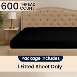 SGI Bedding 80" W x98 L 1 Pc Texas King Fitted Sheet Only 100% Egyptian Cotton - 600TC Fits 15" Deep Pocket - Soft Breathable Luxury Oversized Sheets, for Extra Large Beds - Black