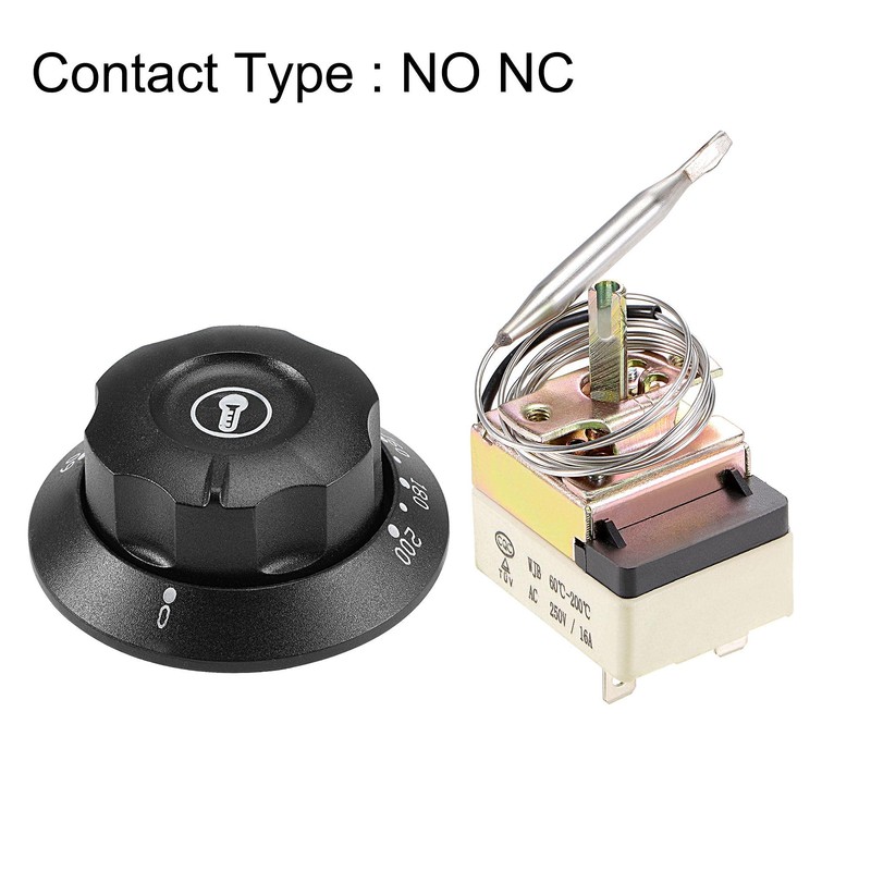sourcing map 1NO 1NC 250V 16A 60-200C Temperature Control Switch