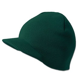 TOP HEADWEAR Solid Cuffless Beanie Visor - Forest Green