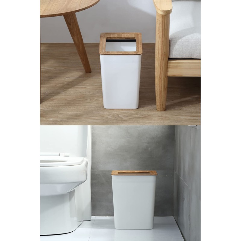 tricolor Plastic Trash Can with Invisible Bag Ultra-Slim Space-Saving Trash