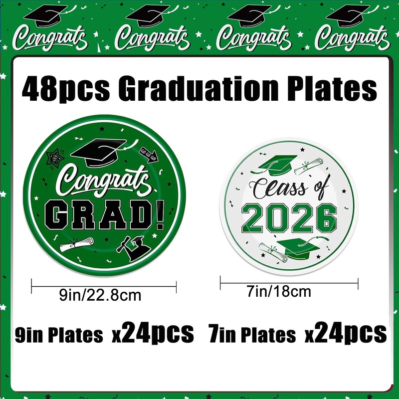 48 Pcs Graduation Party Plates 2026 Graduation Party Dinnerware Disposable