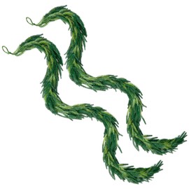 Katflyee 2Pcs 6ft Real Touch Christmas Garland Norfolk Pine, Realistic Artificial Christmas Garland, Faux Natural Greenery Garland for Table, Mantle, Stair Railings, Wall, Outdoor Christmas Decoration
