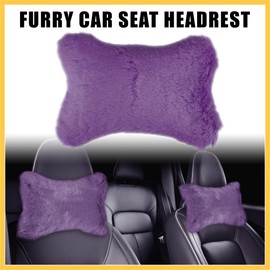 REPAIROCK 1 Pair Furry Car Seat Neck Pillows Soft Headrest Accessories Purple Auto Replacement Parts