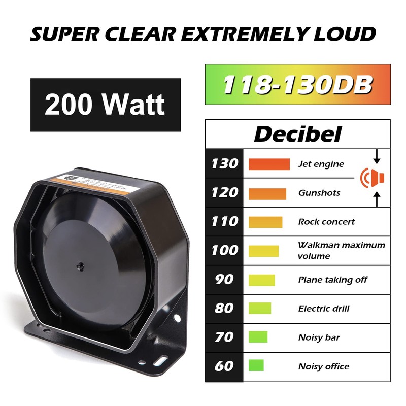 Wireless Police Siren 20 Tones 130 DB 200 Watt Remote