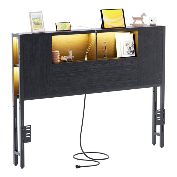 HALLYBEE Headboard for Full Size Bed with Charging Station and