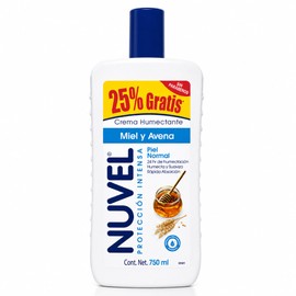 Nuvel Crema Corporal e Hidratante Facial con Miel y Avena, 750 ml  Crema Hidratante para Piel Normal y Seca, Uso Diario, Suaviza y Nutre la Piel