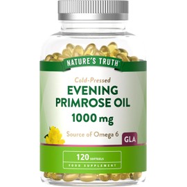 Evening Primrose Oil 1000mg | 120 Softgel Capsules | High Strength Omega 6 and GLA | Cold-Pressed | Natures Truth