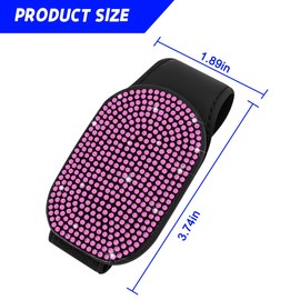 Bittwee Bling Sunglasses Holders for Car Sun Visor, Vehicle Magnetic Leather Glasses Organizer Clips, Crystal Rhinestone Auto Eyeglasses Hanger Decoration Accessories for Women Girls（Pink）